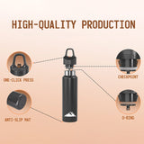 Darrahopens Appliances > Kitchen Appliances > Kettles Black 480ml Insulated Stainless Steel Water Bottle - Leakproof One-Click Lid Thermal Flask for Hot & Cold Drinks
