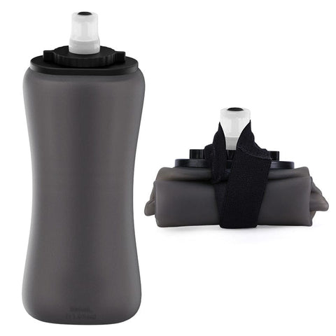Darrahopens Appliances > Kitchen Appliances > Kettles Black Collapsible Handheld Running Flask - 350ml Lightweight Silicone Water Bottle with Bite Valve