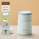 Darrahopens Appliances > Kitchen Appliances > Kettles Blue 800ml Stainless Steel Thermal Stew Jar Portable Insulated Lunch Pot with Handle – Vacuum Insulated Soup Container(Foldable model)
