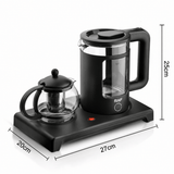 Darrahopens Appliances > Kitchen Appliances > Kettles Dual Kettle Electric Tea Maker and Hot Water Boiler Set with Borosilicate Glass Body, Stainless Steel Infuser, and Simultaneous Brewing for Home and Office Use (Black) In Australia - Darrahopens