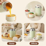 Darrahopens Appliances > Kitchen Appliances > Kettles Green 800ml Stainless Steel Thermal Stew Jar Portable Insulated Lunch Pot with Handle – Vacuum Insulated Soup Container(Foldable model)