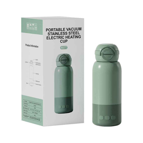Darrahopens Appliances > Kitchen Appliances > Kettles Green Portable Constant Temperature Electric Water Cup 450ml 100W Rechargeable Baby Formula Maker with 316 Stainless Steel
