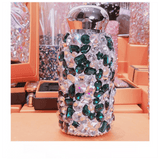 Darrahopens Appliances > Kitchen Appliances > Kettles Green Square Crystal Handmade Luxury Diamond Insulated Water Bottle – Bling Rhinestone 304 Stainless Steel Pocket Mug (260ml)