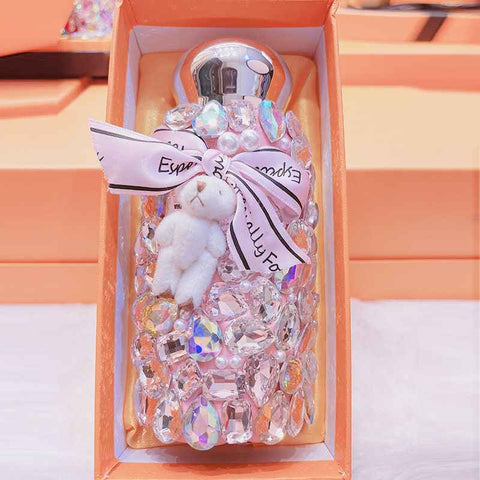 Darrahopens Appliances > Kitchen Appliances > Kettles Pink Baby Bear Handmade Luxury Diamond Insulated Water Bottle – Bling Rhinestone 304 Stainless Steel Pocket Mug (260ml)