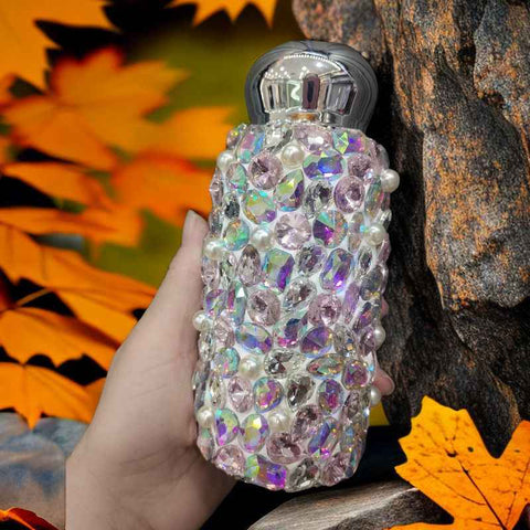 Darrahopens Appliances > Kitchen Appliances > Kettles Pink Square Crystal Handmade Luxury Diamond Insulated Water Bottle – Bling Rhinestone 304 Stainless Steel Pocket Mug (260ml)