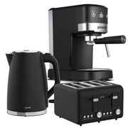 Darrahopens Appliances > Kitchen Appliances > Kettles Pronti Breakfast Set with 1.25L Coffee Machine, Silver Noir Toaster & Kettle