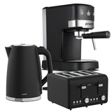 Darrahopens Appliances > Kitchen Appliances > Kettles Pronti Breakfast Set with 1.25L Coffee Machine, Silver Noir Toaster & Kettle