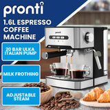 Darrahopens Appliances > Kitchen Appliances > Kettles Pronti Breakfast Set with 1.6L Coffee Machine, Silver Noir Toaster & Kettle