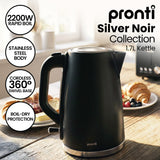Darrahopens Appliances > Kitchen Appliances > Kettles Pronti Breakfast Set with 1.6L Coffee Machine, Silver Noir Toaster & Kettle