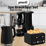 Darrahopens Appliances > Kitchen Appliances > Kettles Pronti Breakfast Set with HomeMaid Coffee Machine, Silver Noir Toaster & Kettle