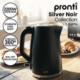 Darrahopens Appliances > Kitchen Appliances > Kettles Pronti Silver Noir Collection 1.7L Electric Kettle