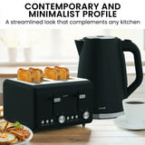 Darrahopens Appliances > Kitchen Appliances > Kettles Pronti Silver Noir Collection 4 Slice Toaster and Kettle Bundle
