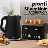Darrahopens Appliances > Kitchen Appliances > Kettles Pronti Silver Noir Collection 4 Slice Toaster and Kettle Bundle