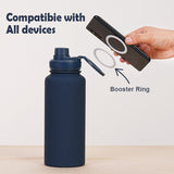 Darrahopens Appliances > Kitchen Appliances > Kettles Rose Red 1L Stainless Steel Water Bottle with Magnetic Phone Holder Lid - Portable Hydration & Hands-Free Stand