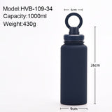 Darrahopens Appliances > Kitchen Appliances > Kettles Rose Red 1L Stainless Steel Water Bottle with Magnetic Phone Holder Lid - Portable Hydration & Hands-Free Stand
