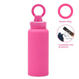 Darrahopens Appliances > Kitchen Appliances > Kettles Rose Red 1L Stainless Steel Water Bottle with Magnetic Phone Holder Lid - Portable Hydration & Hands-Free Stand