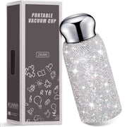 Darrahopens Appliances > Kitchen Appliances > Kettles White Handmade Luxury Diamond Insulated Water Bottle – Bling Rhinestone 304 Stainless Steel Pocket Mug (260ml)