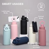 Darrahopens Appliances > Kitchen Appliances > Kettles Yellow 1L Stainless Steel Water Bottle with Magnetic Phone Holder Lid - Portable Hydration & Hands-Free Stand