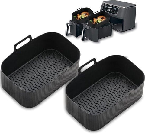 Darrahopens Appliances > Kitchen Appliances > Kitchen Appliance Accessories 2-piece Airfryer accessory pads - Silicone Airfryer pads - Black - 19.5*16.5 cm