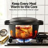 Darrahopens Appliances > Kitchen Appliances > Kitchen Appliance Accessories 5-Star Chef 5L 2-In-1 Pre-Seasoned Cast Iron Dutch Oven Pot with Lid and Dual Handles for Sourdough Bread Baking