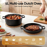 Darrahopens Appliances > Kitchen Appliances > Kitchen Appliance Accessories 5-Star Chef 5L 2-In-1 Pre-Seasoned Cast Iron Dutch Oven Pot with Lid and Dual Handles for Sourdough Bread Baking
