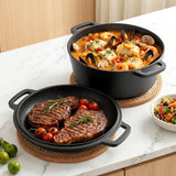 Darrahopens Appliances > Kitchen Appliances > Kitchen Appliance Accessories 5-Star Chef 5L 2-In-1 Pre-Seasoned Cast Iron Dutch Oven Pot with Lid and Dual Handles for Sourdough Bread Baking