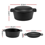 Darrahopens Appliances > Kitchen Appliances > Kitchen Appliance Accessories 5-Star Chef 5L 2-In-1 Pre-Seasoned Cast Iron Dutch Oven Pot with Lid and Dual Handles for Sourdough Bread Baking