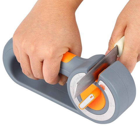 Darrahopens Appliances > Kitchen Appliances > Kitchen Appliance Accessories 6-in-1 Rotary Knife Sharpener, Adjustable Multi-Function Sharpener for Kitchen Knives and Scissors, Gray
