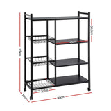 Darrahopens Appliances > Kitchen Appliances > Kitchen Appliance Accessories Artiss 4-Tier Kitchen Rack Microwave Bakers Storage Shelf with 3 Baskets Wheels