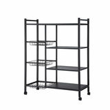 Darrahopens Appliances > Kitchen Appliances > Kitchen Appliance Accessories Artiss 4-Tier Kitchen Rack Microwave Bakers Storage Shelf with 3 Baskets Wheels