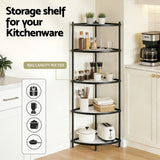 Darrahopens Appliances > Kitchen Appliances > Kitchen Appliance Accessories Artiss 5-Tier Kitchen Corner Shelf Rack Stand Microwave Metal Storage Shelves