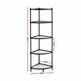 Darrahopens Appliances > Kitchen Appliances > Kitchen Appliance Accessories Artiss 5-Tier Kitchen Corner Shelf Rack Stand Microwave Metal Storage Shelves