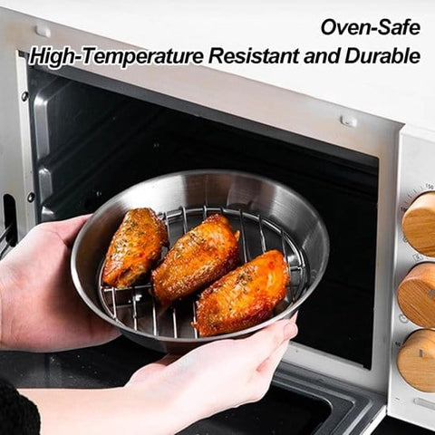 Darrahopens Appliances > Kitchen Appliances > Kitchen Appliance Accessories Baking tray for air fryer - Air fryer baking pan - Air fryer accessories - Baking tray with rack - Made of 304 stainless steel - 16 cm