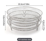 Darrahopens Appliances > Kitchen Appliances > Kitchen Appliance Accessories Multi-layer air fryer rack (3 round layers) - Air fryer baking pan - Air fryer grid - 304 stainless steel - Safe to use in air fryers, steam ovens, regular ovens and dishwashers - 20.3 cm - Silver