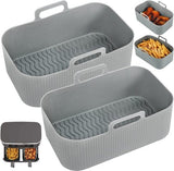 Darrahopens Appliances > Kitchen Appliances > Kitchen Appliance Accessories Two-piece air fryer accessory mat - silicone air fryer mat - gray - 19.5*16.5 cm