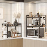 Darrahopens Appliances > Kitchen Appliances > Microwave Ovens CARLA HOME 2-Tier Microwave Oven Rack with Adjustable Metal Kitchen Shelf Stand for Countertop Storage and 6 Hooks for Utensils (Black)