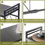 Darrahopens Appliances > Kitchen Appliances > Microwave Ovens CARLA HOME 2-Tier Microwave Oven Rack with Adjustable Metal Kitchen Shelf Stand for Countertop Storage and 6 Hooks for Utensils (Black)