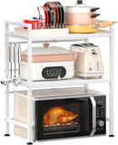 Darrahopens Appliances > Kitchen Appliances > Microwave Ovens CARLA HOME 3-Tier Microwave Oven Rack with Adjustable Metal Kitchen Shelf Stand for Countertop Storage and 6 Hooks for Utensils