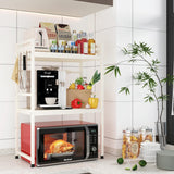 Darrahopens Appliances > Kitchen Appliances > Microwave Ovens CARLA HOME 3-Tier Microwave Oven Rack with Adjustable Metal Kitchen Shelf Stand for Countertop Storage and 6 Hooks for Utensils