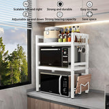 Darrahopens Appliances > Kitchen Appliances > Microwave Ovens CARLA HOME 3-Tier Microwave Oven Rack with Adjustable Metal Kitchen Shelf Stand for Countertop Storage and 6 Hooks for Utensils