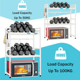Darrahopens Appliances > Kitchen Appliances > Microwave Ovens CARLA HOME 3-Tier Microwave Oven Rack with Adjustable Metal Kitchen Shelf Stand for Countertop Storage and 6 Hooks for Utensils