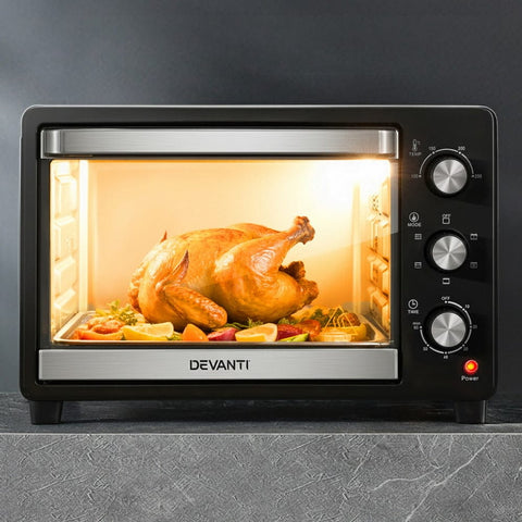 Darrahopens Appliances > Kitchen Appliances > Ovens Devanti 30L Convection Oven Electric Fryer Ovens 1600W