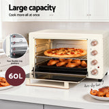 Darrahopens Appliances > Kitchen Appliances > Ovens Devanti 60L Convection Oven Electric Fryer Ovens 2000W Cream