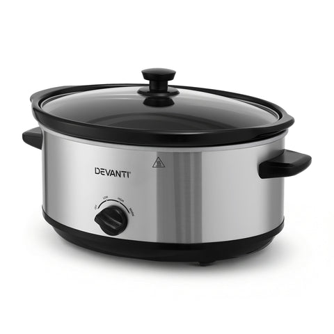 Darrahopens Appliances > Kitchen Appliances > Rice Cookers & Steamers Devanti 6.5L Slow Cooker Electric Multi Cooker with 3 Heat Settings and Keep Warm Function