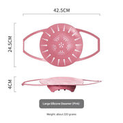 Darrahopens Appliances > Kitchen Appliances > Rice Cookers & Steamers Large Pink Flexible Silicone Steamer Basket with Heat-Resistant Handles - Food-Grade Vegetable Steamer Insert for Pots & Pans