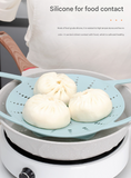 Darrahopens Appliances > Kitchen Appliances > Rice Cookers & Steamers Large Pink Flexible Silicone Steamer Basket with Heat-Resistant Handles - Food-Grade Vegetable Steamer Insert for Pots & Pans
