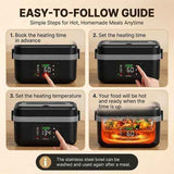 Darrahopens Appliances > Kitchen Appliances > Rice Cookers & Steamers Portable 1L Cordless Electric Heated Lunch Box 16000mAh 60W 304 Stainless Steel Black& Gray