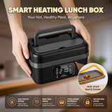 Darrahopens Appliances > Kitchen Appliances > Rice Cookers & Steamers Portable 1L Cordless Electric Heated Lunch Box 16000mAh 60W 304 Stainless Steel Black& Gray