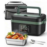 Darrahopens Appliances > Kitchen Appliances > Rice Cookers & Steamers Portable 1L Cordless Electric Heated Lunch Box 16000mAh 60W 304 Stainless Steel Black&Green