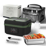Darrahopens Appliances > Kitchen Appliances > Rice Cookers & Steamers Portable 1L Cordless Electric Heated Lunch Box 16000mAh 60W 304 Stainless Steel Black&Green